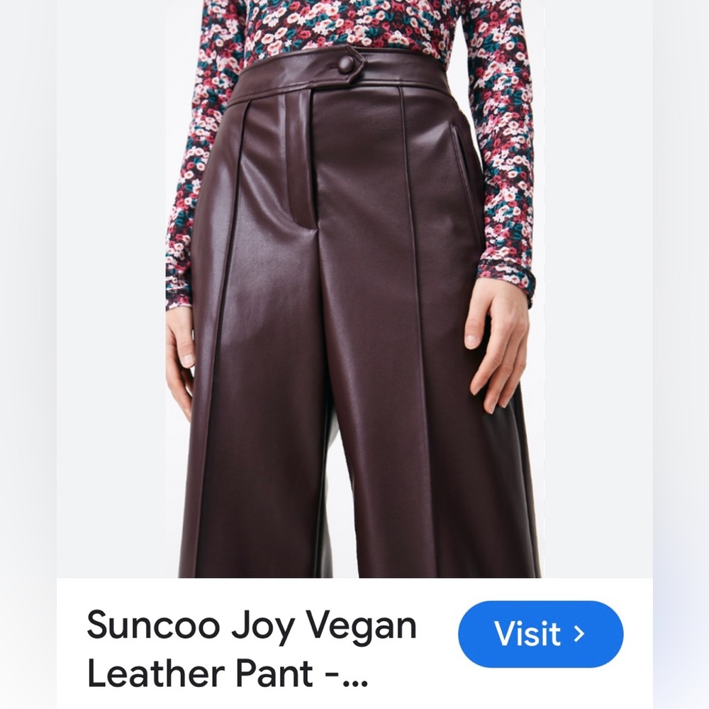 SUNCOO Black Vegan Leather Pants